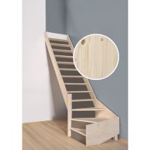Scala a quarto di giro 'Vega80' - Sinistra - Alta 280 cm - 13 gradini in pino - Senza corrimano - Handystairs