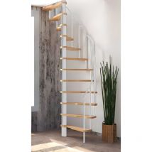 Scala a chiocciola salvaspazio 'Radius' - 140x70 cm - altezza 299 cm - 12 gradini in faggio - Bianco - Handystairs