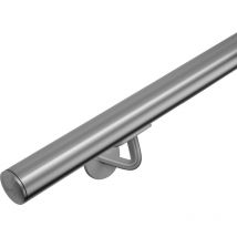 Ringhiera per scale Handystairs in acciaio inossidabile - diametro 42,4 mm - compresi supporti - 350 cm