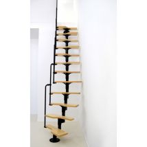 Handystairs - Scale Per Mansarda Swirl - Scale Multiuso - Nera Con Gradini In Faggio - Altezza 294 Cm