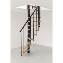 Handystairs - Scala A Chiocciola Salvaspazio 'sampax-s' - 120x60 Cm - Altezza 299 Cm - 12 Gradini In Faggio - Nero