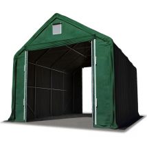 Hall hangar de stockage 5 x 10 m / hauteur de côté 3m tente industrielle avec bâche PRIMEtex pvc 2300 n ignifugé vert fonce