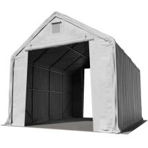 Hall hangar de stockage 5 x 8 m / hauteur de côté 3m tente industrielle avec bâche PRIMEtex pvc 2300 n ignifugé gris