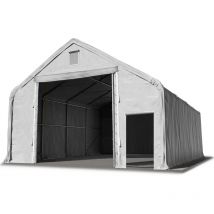 Hall hangar de stockage 8 x 12 m / hauteur de côté 3m tente industrielle avec bâche PRIMEtex pvc 2300 n ignifugé gris