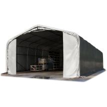Hangar tente de stockage 6 x 12 m / h 2,6m / avec statique tente d'élevage PRIMEtex pvc 2300 n gris 100% imperméable (type de sol : terre)