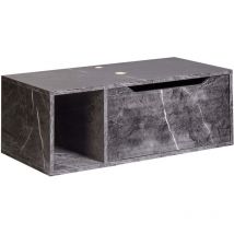 Beliani - Hänge Waschbeckenunterschrank Schwarz MDP-Platte 80x40 cm Marmor Optik mit Klappe Regal Bad-Unterschrank für Aufsatzwaschbecken Wandmontage