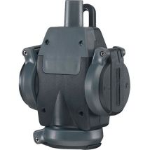 Hängekupplung 3fach-vollgummi, Schuko-ultra, Ip54 - Schwarz