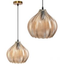 Toolight Pendelleuchte Glas Retro E27 1-flammig Blau – Anpassbare Kabellänge – Stilvolle Innenbeleuchtung für Küche, Wohnzimmer, Esszimmer