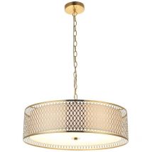 Hängelampe Metall E27 ø 56 cm h: max. 168,5 cm in Gold Weiß 3-flammig rund Klassisch Hängeleuchte