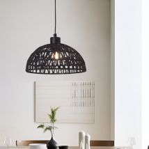 Hängeleuchte Alton Metall+Rattan Schwarz [ Lux.pro