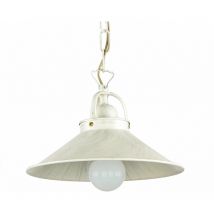 Licht-erlebnisse - Hängeleuchte Messing massiv in Shabby Weiß Gold ø 25 cm E27 Hängelampe