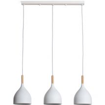 LEDKIA Pendelleuchte Metall und Holz Karlek E27 3 Glühbirnen Nordisches Design Höhe 120cm Breite 30cm