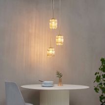 Hängeleuchte mit drei gerippten Bernsteingläsern - Rosalia