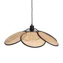Pendelleuchte Rattan – Schwarz – E27 – Geflochten – 6 Rattanplatten – Hochwertige Oberflächen – Für Schlafzimmer, Wohnzimmer, Empfangsräume