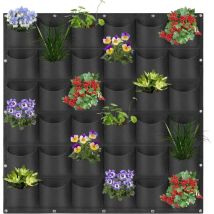 Hängende Pflanzsäcke Mit 36 Fächern, Aufbewahrungssäcke Für Pflanzen (1 M × 1 M, Schwarz)