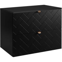 Hängende Waschtischunterschrank 80 Cm - Schwarz - Glamouröses Design - Praktisch Und Elegant