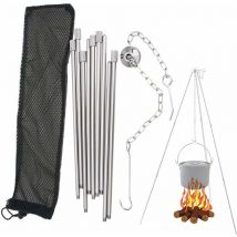 Hängender Grillständer mit Stativ aus Edelstahl, traditioneller Lagerfeuergrill, Küchenstativ-Camping, geeignet zum Grillen und Camping mit kochendem