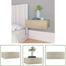 The Living Store Hängender Nachttisch Sonoma-Eiche 40x30x15 cm Holzwerkstoff - Hängender Nachttisch - Wand-Nachttisch - Nachtschrank - Kommode