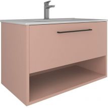 Kassia - Hängender Badezimmerschrank Soho 60x50x45 cm mit Waschbecken und Soft-Close-Schublade, Rosa –