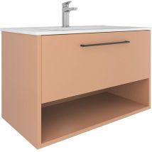 Kassia - Hängendes Badezimmermöbel Soho 80x50x45 cm mit Waschbecken und Soft-Close-Schublade, orange –