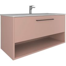Kassia - Hängendes Badezimmermöbel Soho 100x50x45 cm mit Waschbecken und Soft-Close-Schublade, rosa –