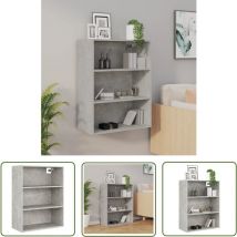 The Living Store Hängeschrank Betongrau 69,5x32,5x90 Cm - Hängeschrank - Wandregal - Betongrau - Holzwerkstoff - Stauraum