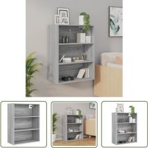 The Living Store Hängeschrank Grau Sonoma 69,5x32,5x90 cm - Hängeschrank - Wandregal - Grau Sonoma - Holzwerkstoffschrank - Stauraum