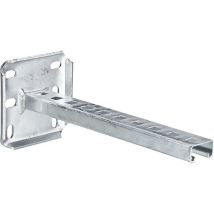 Hängestiel – 300 mm – verzinkt – gelocht – Tragfähigkeit 3 kN – Kopfplatte 120 x 120 mm – C-Profil 41 x 21 mm – Material Stahl