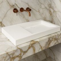 80 cm schwarzes Wandwaschbecken aus Mineralwerkstoff - Passoa ii d