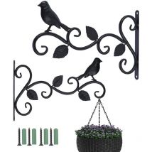 Mumu - Hanging Basket Brackets 2 Pack 12' Vintage Metal Wall Hooks for Hanging Plants, Lanterns, Birdhouses, Fences
