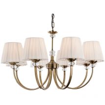 Firstlight Langham - 8 Light Multi Arm Chandelier Antique Brass, Pleated Cream Shades, E14