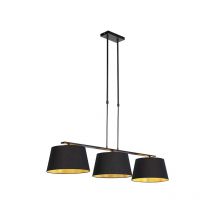 Pendant Light with Cotton Shades Black with Gold 32cm - Combi 3 Deluxe