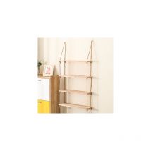 GROOFOO Hanging Shelves Wood Color, Decorative Wall Shelf, Four Tier Shelf, Indoor Wall Storage 30cm
