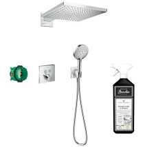 Colonne de douche encastrée thermostatique Hansgrohe ShowerSelect Square chromé + nettoyant Briochin