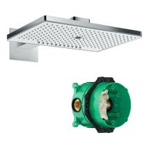 Douche de tête 460 3jet EcoSmart 9 l/min avec bras de douche blanc/chromé avec corps encastré universel pour robinetterie Ibox - Hansgrohe