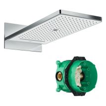 Hansgrohe - Douche de tête 580 3jet blanc/chromé avec corps encastré universel pour robinetterie Ibox