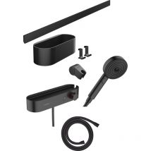 Set de douchette à main WallStoris 24250670 3jet EcoSmart Activation, thermostat, avec barre de douche, set d&39accessoires, noir mat - Hansgrohe