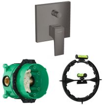 Façade Metropol mitigeur bain douche encastré Noir Chromé brossé avec corps encastré et outil - Hansgrohe
