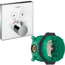 Facade en verre pour mitigeur thermostatique encastré ShowerSelect Glass avec 2 fonctions blanc/chromé avec Corps encastré - Hansgrohe