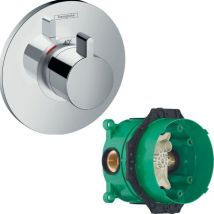 Facade pour mitigeur thermostatique encastré Ecostat s haut débit chromé avec Corps encastré - Hansgrohe