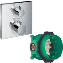 Facade pour mitigeur thermostatique encastré Ecostat Square avec robinet d'arrêt chromé avec Corps encastré - Hansgrohe