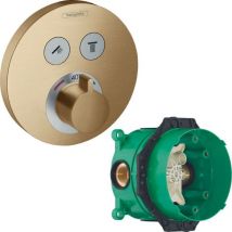 Facade pour mitigeur thermostatique encastré ShowerSelect s avec 2 fonctions bronze brossé avec Corps encastré - Hansgrohe