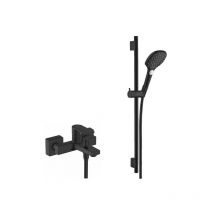 Raindance Shower set with single lever mixer + xxl 3-spray hand shower, Matt black (71450670-Raindance) - Hansgrohe