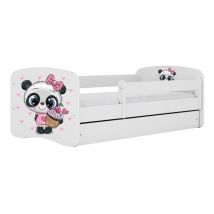 Happy - Children's panda bed 140 x 80 cm box spring + mattress + drawers