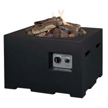 Mania Feuertisch 12 kW quadratisch klein 60x60x40 cm Beton-Optik schwarz - Happy Cocooning
