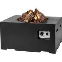 Mania Feuertisch 12 kW rechteckig klein 80x60x40 cm Beton-Optik schwarz - Happy Cocooning