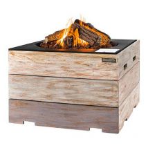Happy Cocooning - Mania Feuertisch 19,5 kW quadratisch groß 76x76x46 cm Teakholz Nice&Nasty/schwarz