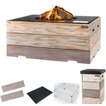 Happy Cocooning - Mania Feuertisch Komplettset 19,5 kW rechteckig 107x80x46 cm Teakholz Nice&Nasty/sch