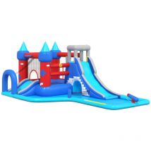 Parco Giochi Gonfiabile Bagnato e Asciutto 590x390x225cm pvc Happy Hop Multicolore