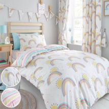 Argofield - Happy Linen Company Rainbows Stripes Duvet Cover Set Toddler Bedding Set